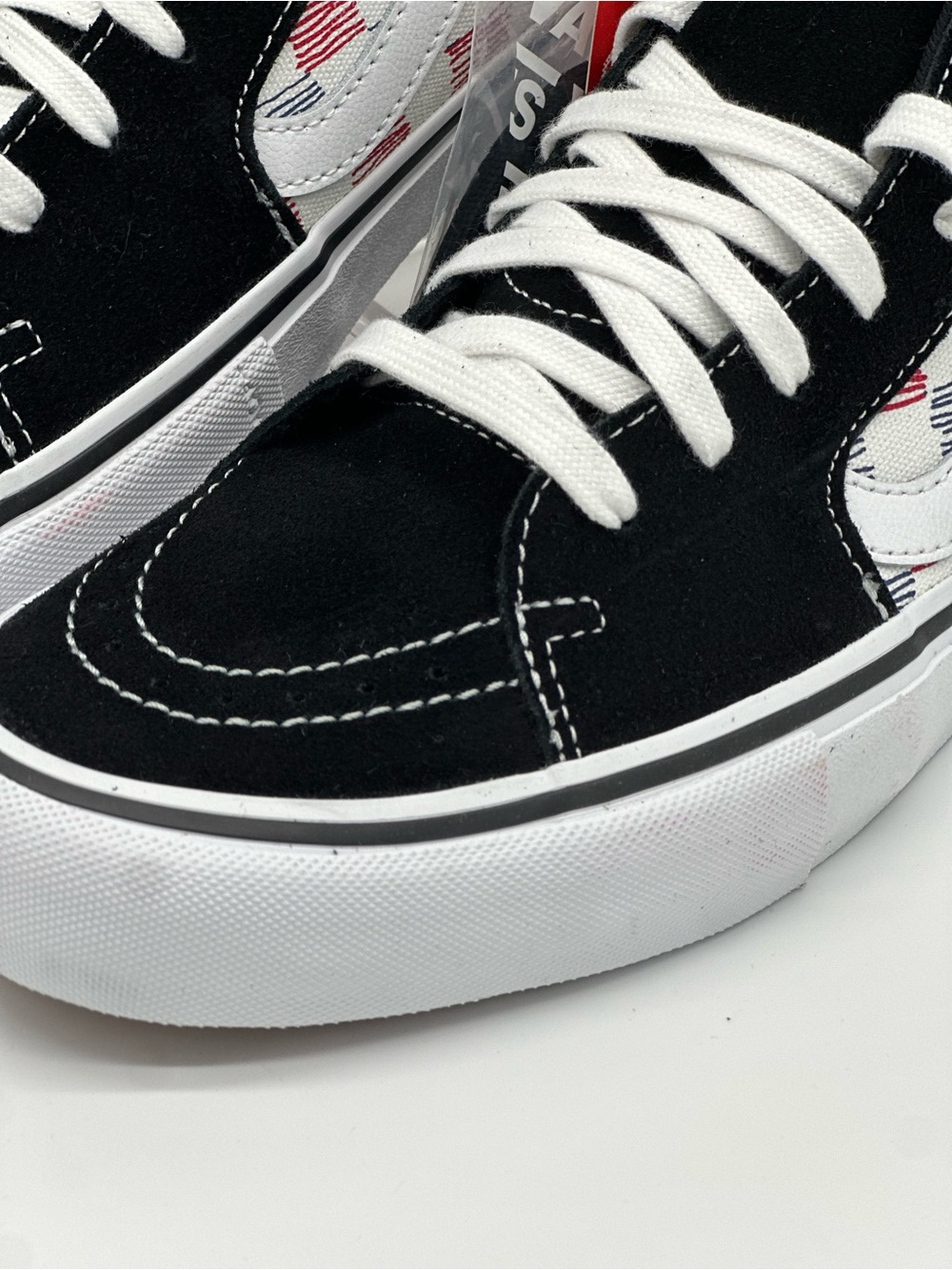 Vans Sk8-Hi Checkerboard High-Top Sneakers - Black/White/Red - Picture 2 of 10